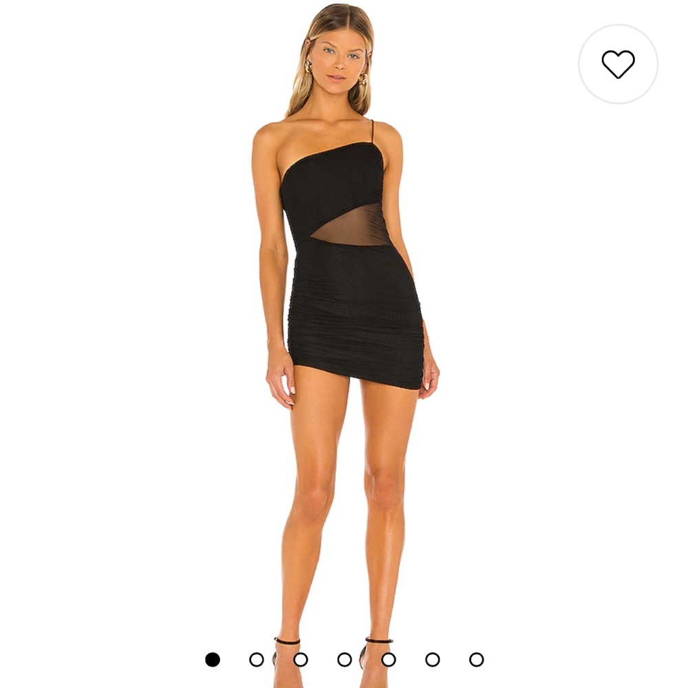 Superdown black mesh one shoulder dress